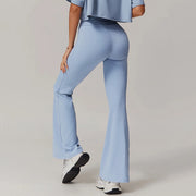 Breathable High Rise Contoured Bell Bottom Leggings